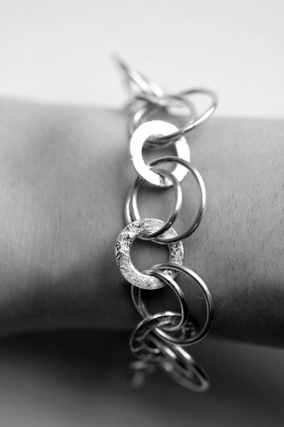 Handmade silver decorative, unique chain bracelet