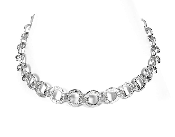 Circle link silver necklace hallmarked.