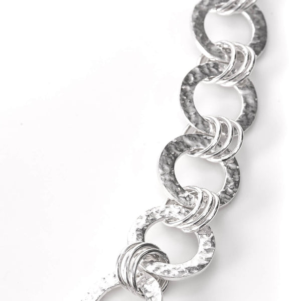 Circle link silver necklace hallmarked.