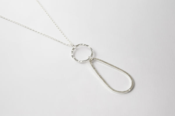 Long Chain Hammered Pendent