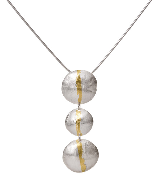 Three circle, gold stripe, drop pendant.