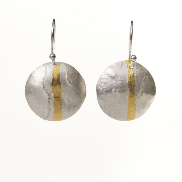 Gold stripe textured drop earrings