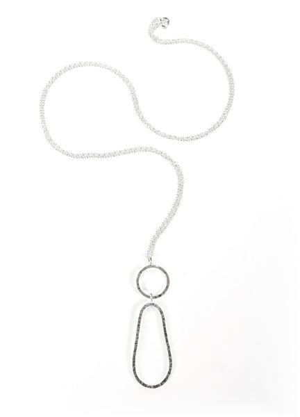 long drop textured silver pendant, available in silver or oxidised silver