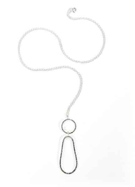 long drop textured silver pendant, available in silver or oxidised silver