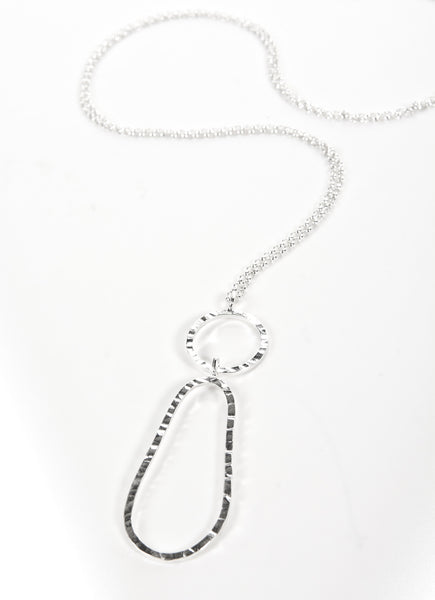 long drop textured silver pendant, available in silver or oxidised silver