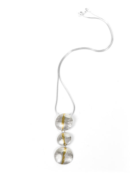 Three circle, gold stripe, drop pendant.