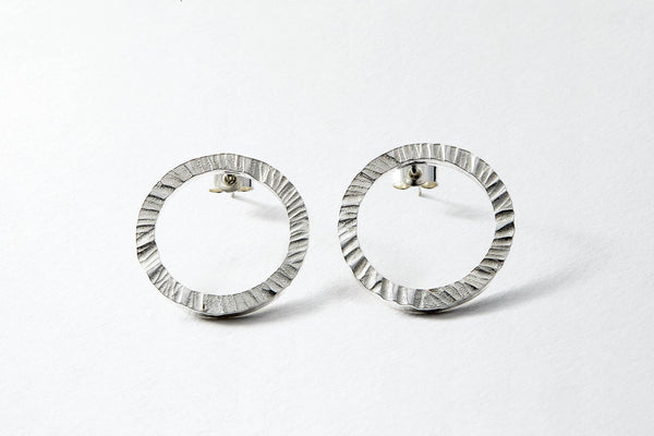 Hammered sterling silver studs